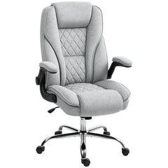 Executive Office Chair, Desk Chair with Flip-up Armrest, Diamond Fabric Computer Chair for Home Office, Gray
