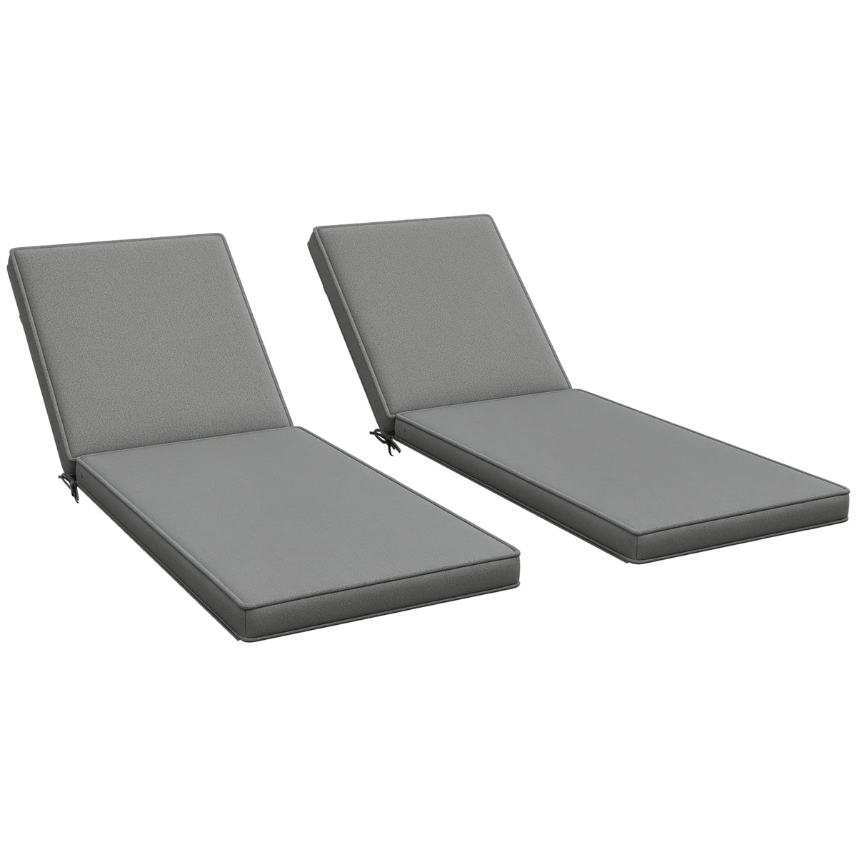 2-Piece Patio Chair Cushions with Backrests, Replacement Cushions for Outdoor Lounge Chair, Gray