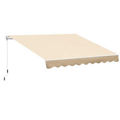 10' x 8' Retractable Awning, Patio Awnings, Sunshade Shelter w/ Manual Crank Handle, UV & Water-Resistant Fabric and Aluminum Frame for Deck, Balcony, Yard, Beige