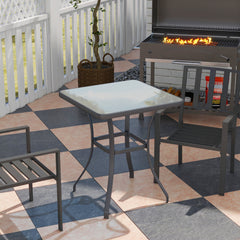27" Square Bistro Table Garden Dining Table Outdoor Tempered Glass Table