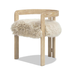 Zeus 21" Low Back Genuine Fur Dining Chair, Natural Blonde Genuine Fur