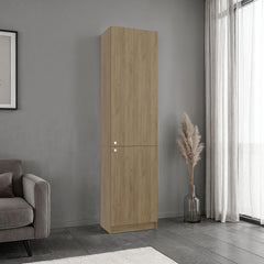 Home Tall Freestanding Bookcase with Double Doors and 5 Interior Storage Shelves, Vertical Storage Cabinet for Living Room, Office or Bedroom