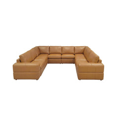 Premium Leather Match Upholstered Large Arms Sectional with Two Recliner Seats
