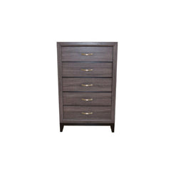 Contemporary Style 5-Drawer Chest Made with Wood in Gray