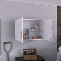 Summit Wall-Mounted Cabinet with Two Doors and Four Internal Storage Shelves, Compact Kitchen or Laundry Room Floating Storage Cabinet