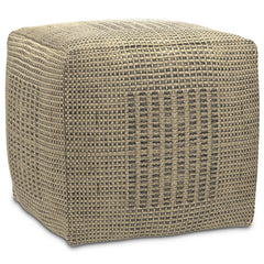 Andromache 18 inch Wide Square Pouf in Natural Handwoven Jute