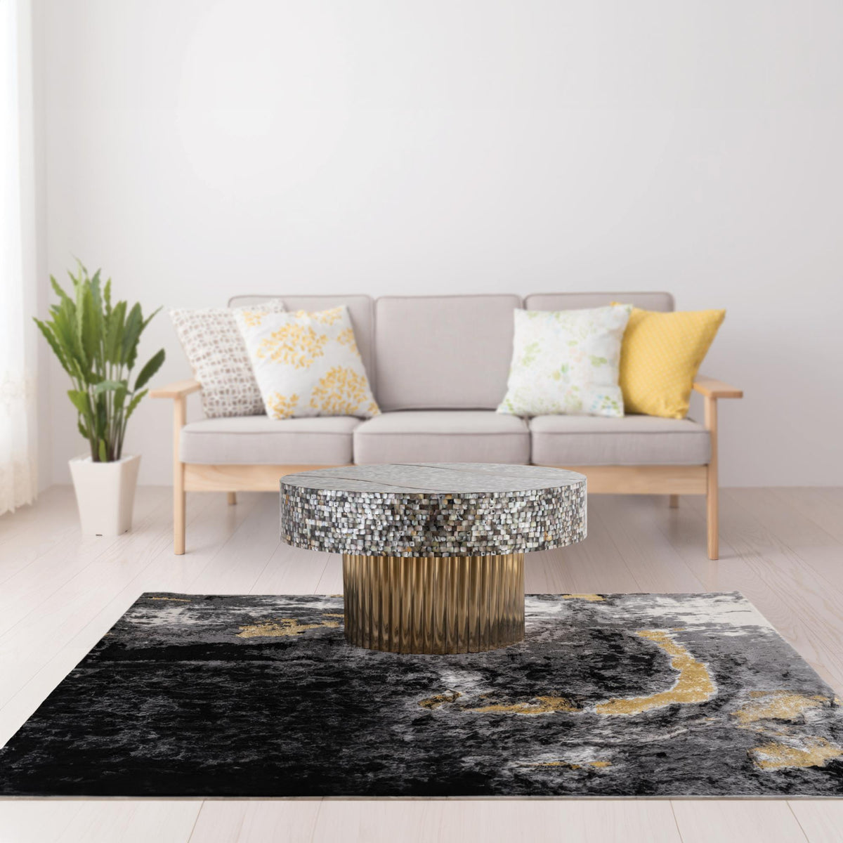 POEM 1207-32 Coffee Table Finished With Mother Of Pearl Top