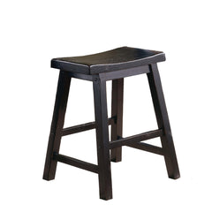 Black Finish 18-inch Height Saddle Seat Stools Set of 2pc Solid Wood Casual Dining Home Furniture