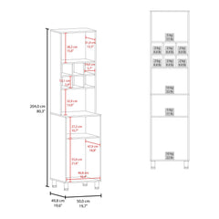 Saga 80" High Double Cabinet Kitchen Pantry , Storage Cabinet, Six spice Cubbies and Four Shelves for Kitchen, Garage White