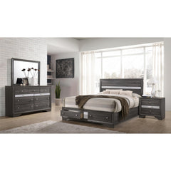 Traditional Queen 4 piece Storage Bedroom Set made with Wood in Gray