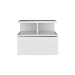 Cosmos Floating Nightstand , End Table, Side Table Drawer, Open Top Shelves -White