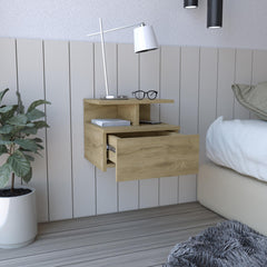 Cosmos Floating Nightstand with Drawer and Open Storage Shelves