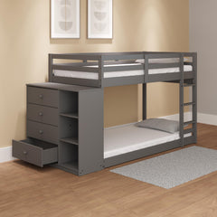 Uranus Gray Finish Twin/Twin Bunk Bed W/4 Drawers & 3 Compartments