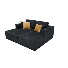 Full Compressed Corduroy Upholstered Double Chaises Loveseat - No Assembly Needed