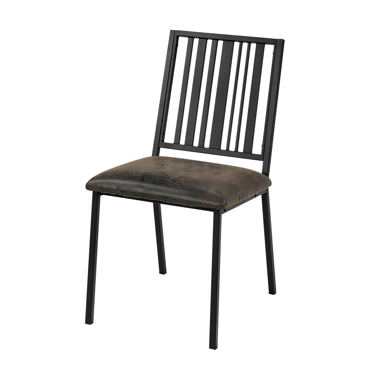 Uranus Synthetic Leather & Black Finish Side Chair (Set of 2)