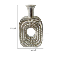 Diary Decorative Flower Vase, 22 Inch, Narrow Neck, Silver Resin Base