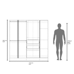 Hestia 1,80 Armoire With Double Doors, Hanging Rod And Interior Shelves, White