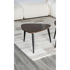 Contemporary Nesting Tables 2pc Set Metal And Solid Wood With Space Saving Design Natural / Black