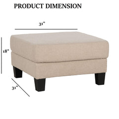 Quasar Finish Contemporary Style Square Storage Ottoman Wooden Legs Primary Living Room