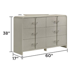 Lyric Modern 6-Drawer Dresser with Textured Front, Metal handles and Ball Bearing Glide System in Beige (Includes Only Dresser)