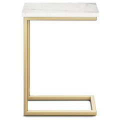Orion C Side Table with Genuine Marble Top in White/Gold