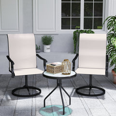 Patio Swivel Chairs Set of 2, High Back Patio Dining Chairs with All-Weather Mesh for Backyard, Lawn, Garden, Cream
