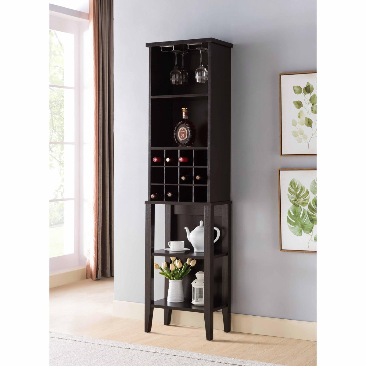 Armageddon Wine bottle rack Metal wine glass rack Four shelves Red Cocoa color Espresso