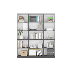 Crown 3 Piece Home Bookcase set, 60" Wide with 15 Shelves , Living Room Set Set Matt Gray - White