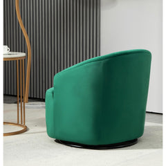 362 Degree Swivel Barrel Accent Chair, Velvet Upholstered Curved Armchair, Fully Assembled Contemporary Leisure Chair for Living Room Bedroom Office