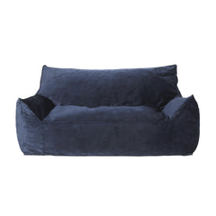 Aeneas Velveteen 2-Seater Oversized Bean Bag Chair with Armrests, Dark blue