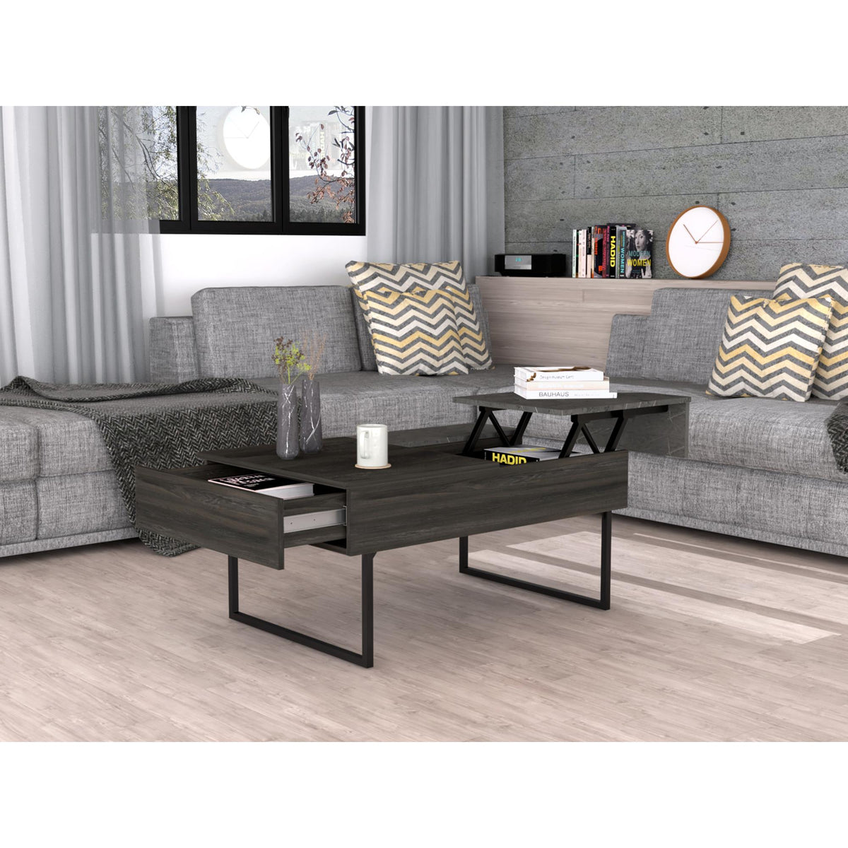 Lift Top Coffee Table 2 Dazza, One Drawer, Espresso / Onyx Finish