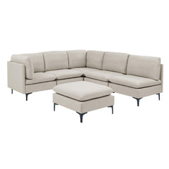 Linen Upholstered Modular Sectional with Metal Legs