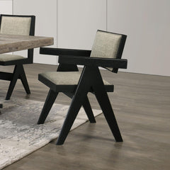 Dining Room Black Arm Chairs Light Gray Upholstery Seat 2pc Dining Arm Chairs Dining Room Furniture