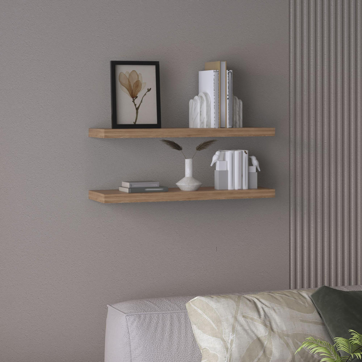 Hercules 31.5" Wide Floating Shelves Set of 2, Shelves for Wall Decor for Bedroom, Bathroom Storage Shelves, Book Shelves for Living Room