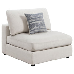 Exhibition Beige Upholstered Armless Chair with Removable Cushions