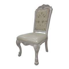 Chronos Synthetic Leather, Fabric & Bone White Finish Side Chair (Set of 2)