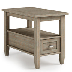 Warm Shaker Solid Wood 14 inch Wide Transitional Narrow Side Table in Distressed Grey