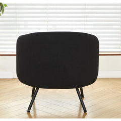 Mid-Century Modern Velvet Accent Chair, Upholstered Barrel Armchair with Metal Legs, Comfy Single Sofa Chair for Living Room Bedroom