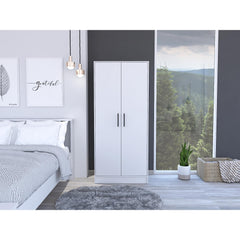 Mercury 180 Armoire, Two Shelves, Double Door, Metal Rod, One Drawer -White