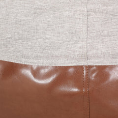 Supernova 5 Foot Two color Fabric and Faux Leather Rounded Bean Bag, Light Grey and Coffee Brown