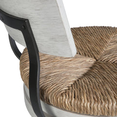 26" Wood Counter-Height Bar Stool with Natural Seagrass Seat, Reclaimed White, 1PC
