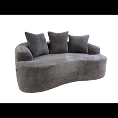 65.35" Curved Loveseat Sofa with Pocket Spring Cushions for Soft Seating, Small Space Couch with 3 Throw Pillows, No Assembly Needed, Grey