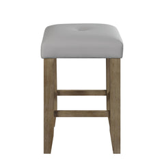 Mars Gray Synthetic Leather & Oak Finish Counter Height Stool (Set of 2)