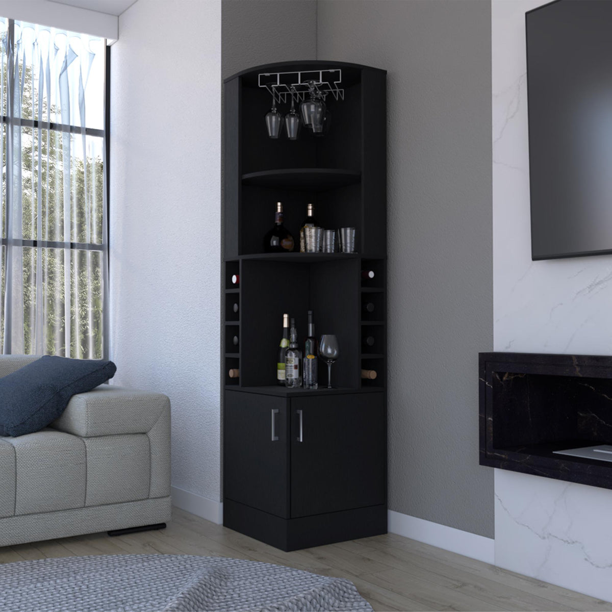 Asteroid Bar Cabinet Atanasio, Living Room, Black