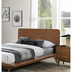 Fable Color Eastern King Size Bed Solid wood Veneer 1pc Platform Bedframe Mattress Ready Mid-Century Modern Style
