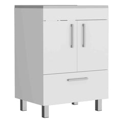 Hector Single Bathroom Vanity, Double Door Cabinet, One Drawer -White