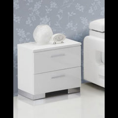 Theseus White & Chrome Leg Finish Nightstand