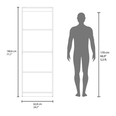 Home Tall Elegant 4-Shelf Bookcase Kronos, Open Storage, Stained Walnut