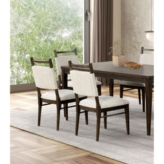 7pc Dining Room Set Dark Walnut Wooden Dining Table 6x Side Chairs Rubber wood Modern Kitchen Dining