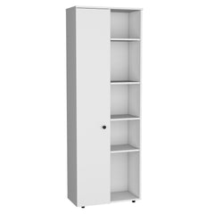 CASSANDRA E-SHOP Cary 67" H Kitchen Storage Cabinet With One Door, Five Interior Shelves and Five Exterior Shelves,White